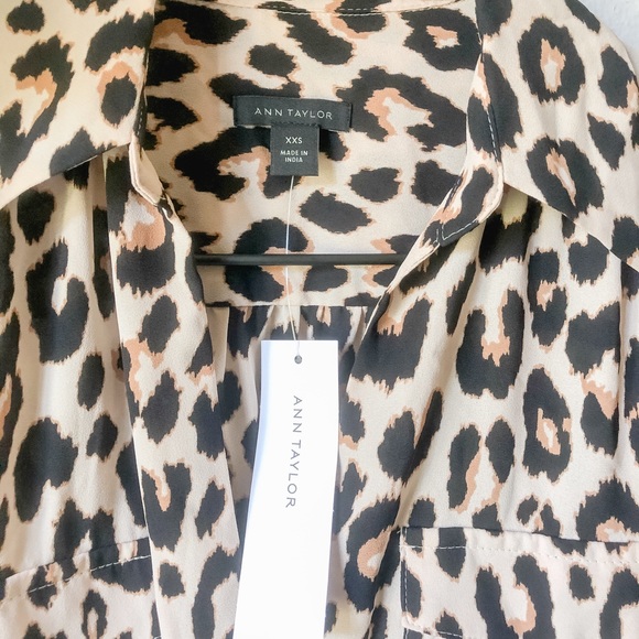 Ann Taylor Camp Shirt in Leopard XXS ❤️ - Picture 4 of 5